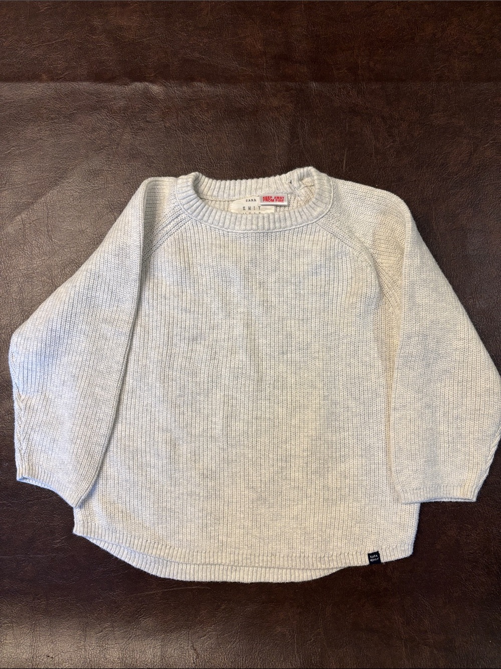 Zara Cream Ribbed Crewneck Kids Sweater, size 18-24 months